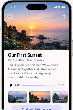 An unlocked memory with photos, original audio and story